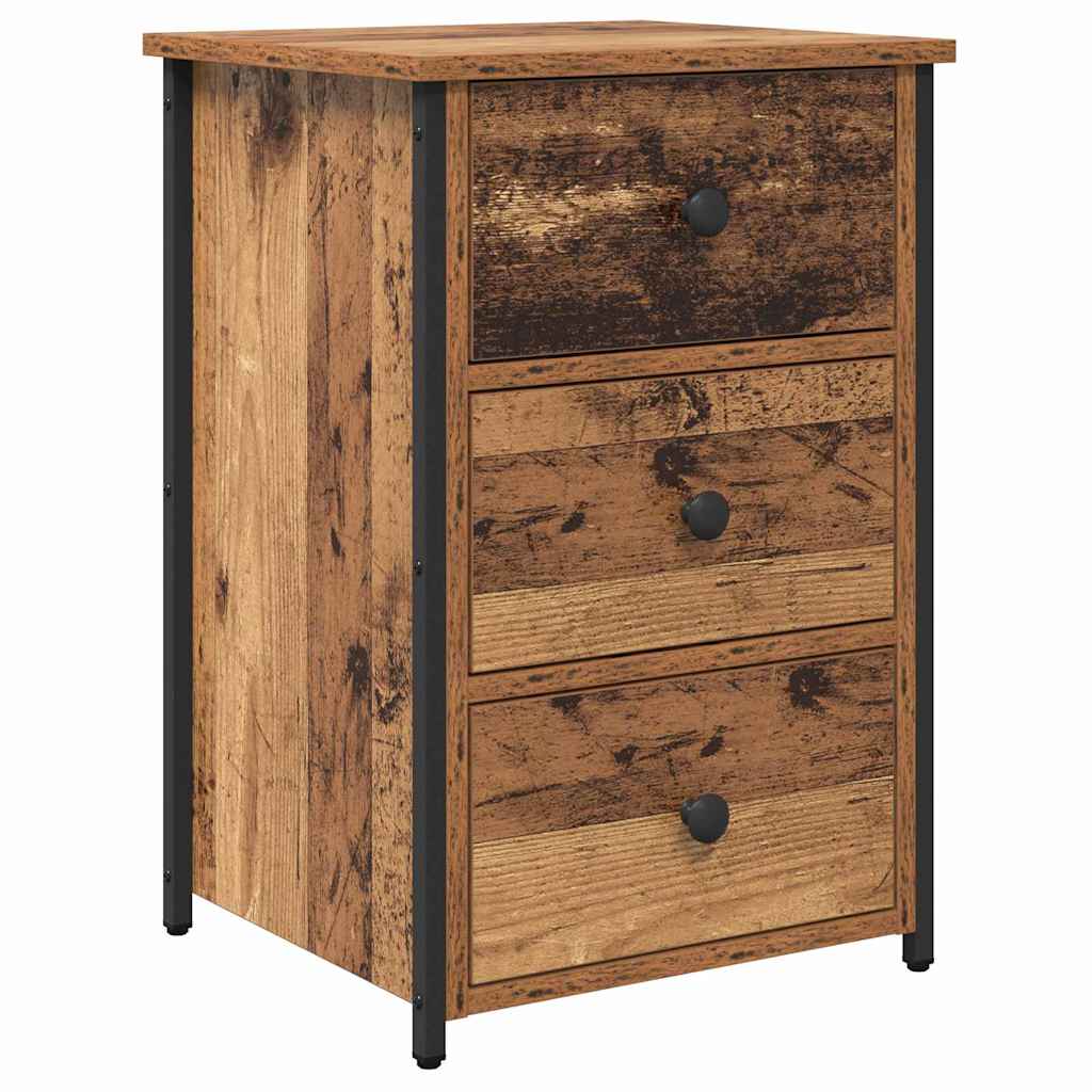 Bedside Cabinet with Drawer 2 pcs Old wood